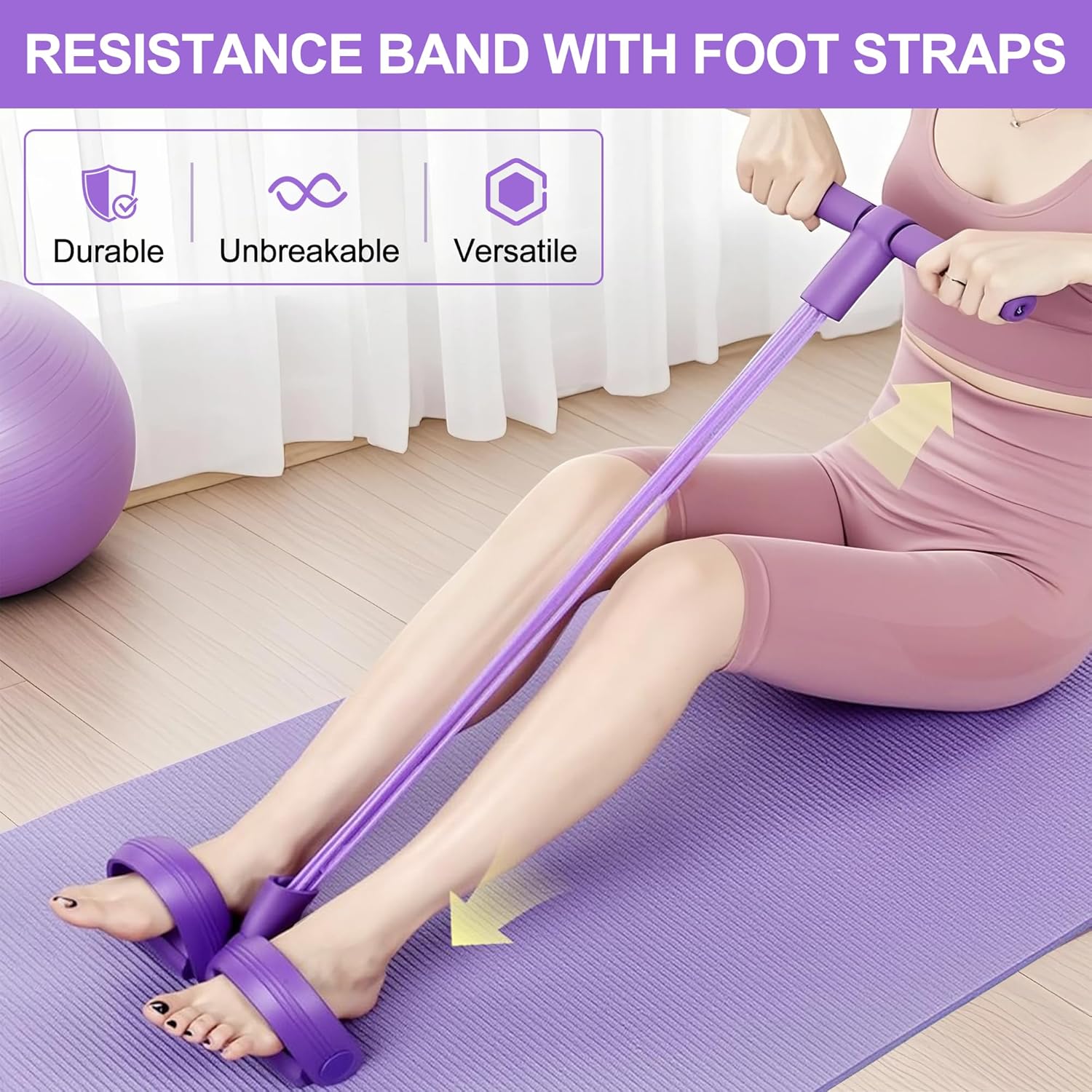 Home Gym Simple - 4튜브 페달 저항 밴드 다기능 텐션