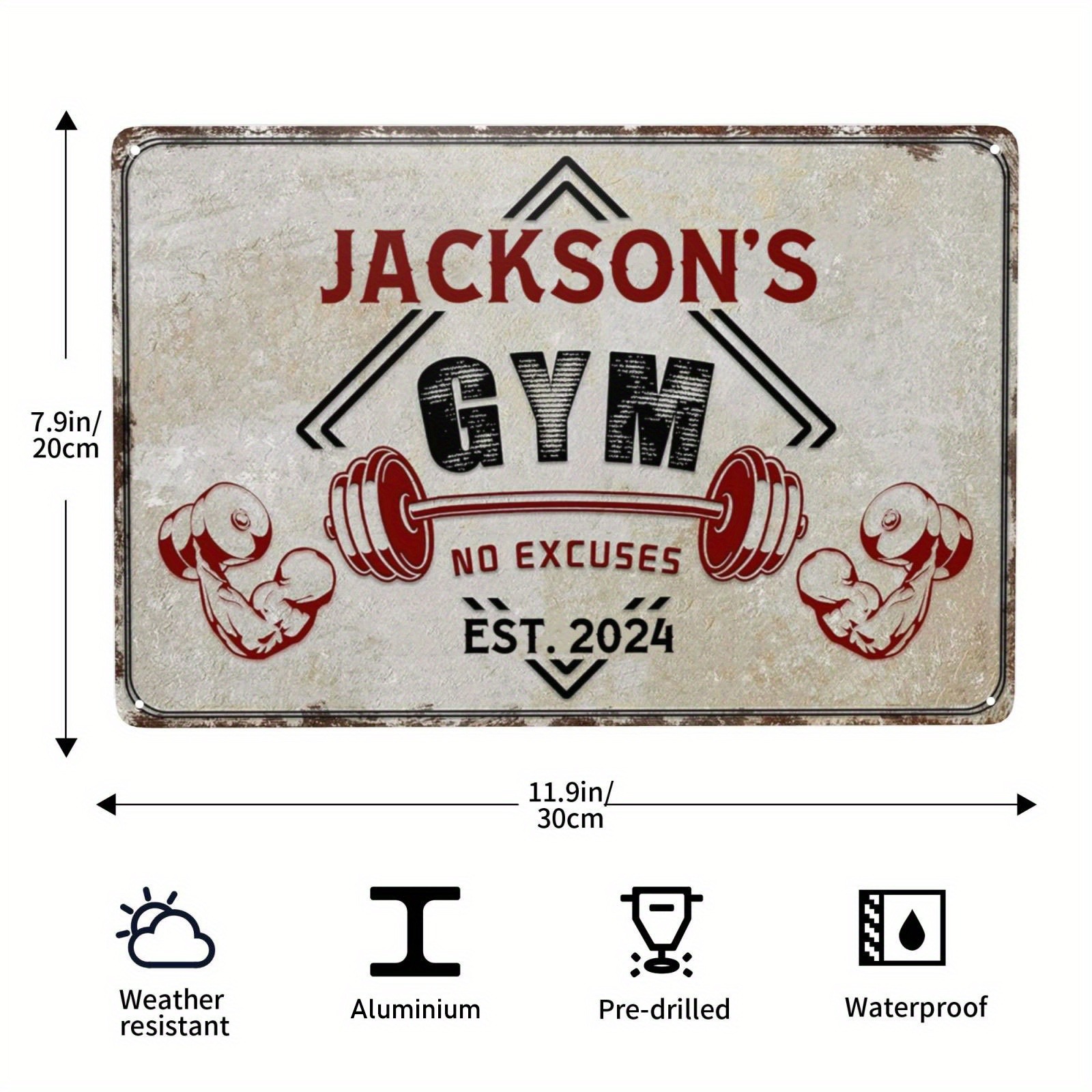 Home Gym Names - 1개 맞춤형 이름 체육관 명판, 개인