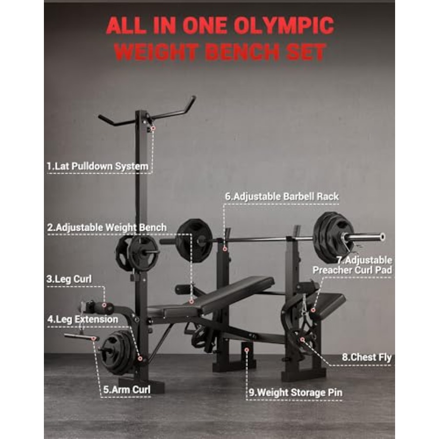 홈짐 8-in-1 접이식 웨이트 벤치 세트 (프리처 컬 - Home Gym Lat Pulldown 리뷰 및 가격