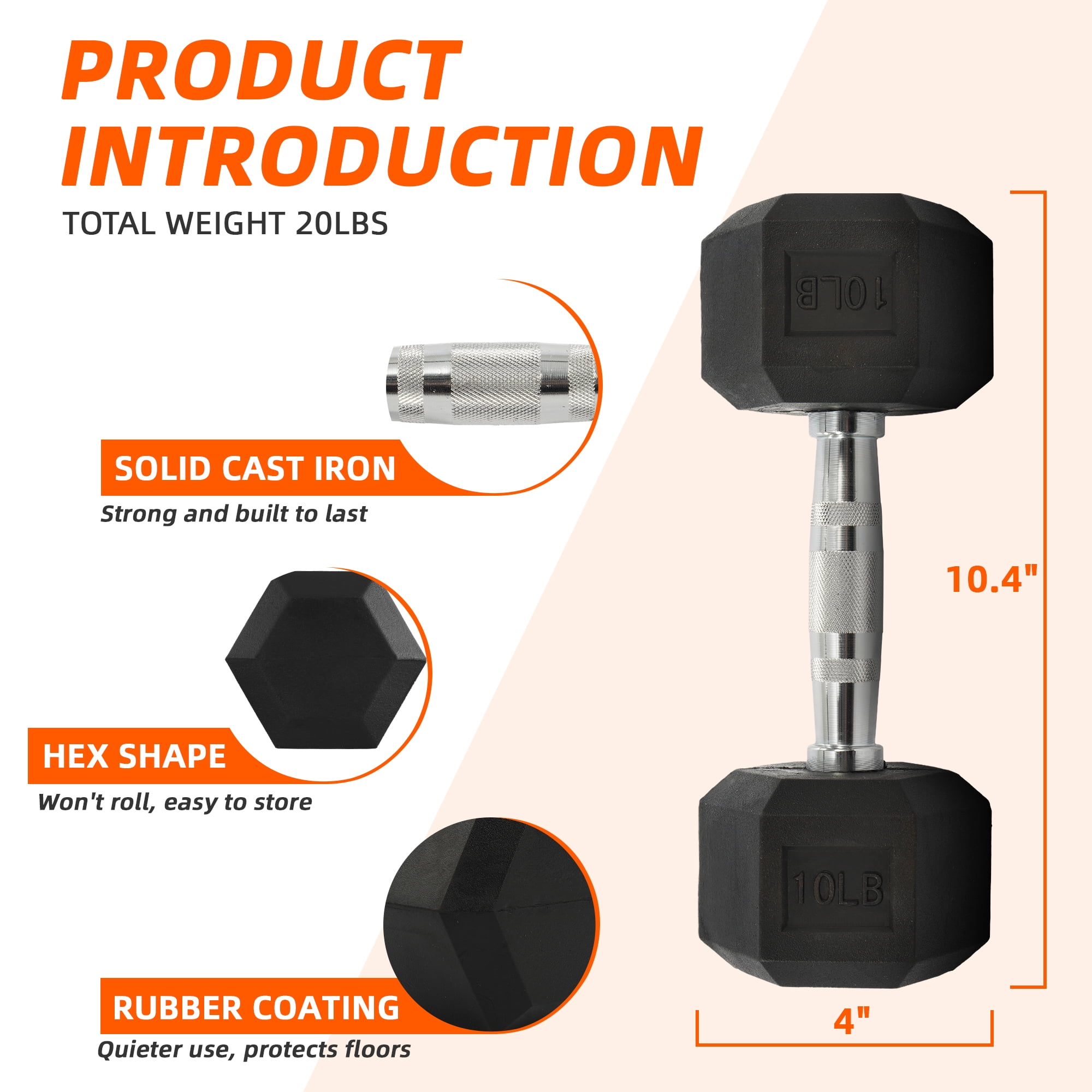 고무 코팅 육각 덤벨 10~50파운드 블랙 논슬립 내구 - Home Gym Simple 리뷰 및 가격