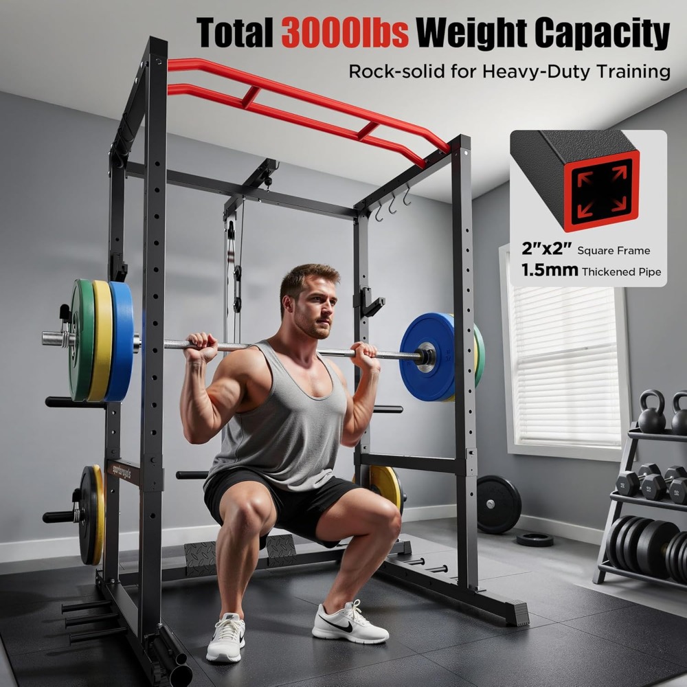 다기능 파워 케이지 스쿼트 랙 (풀리 시스템 및 랫 풀 - Home Gym Lat Pulldown 리뷰 및 가격