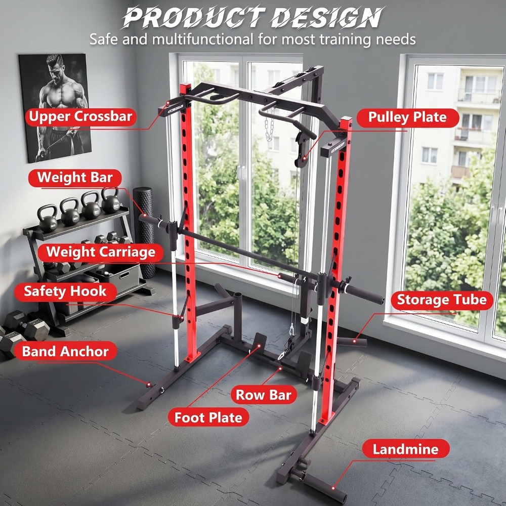 올인원 스미스 머신 파워 랙 (랫풀다운, 풀업바, 바벨 - Home Gym Lat Pulldown Machine 리뷰 및 가격