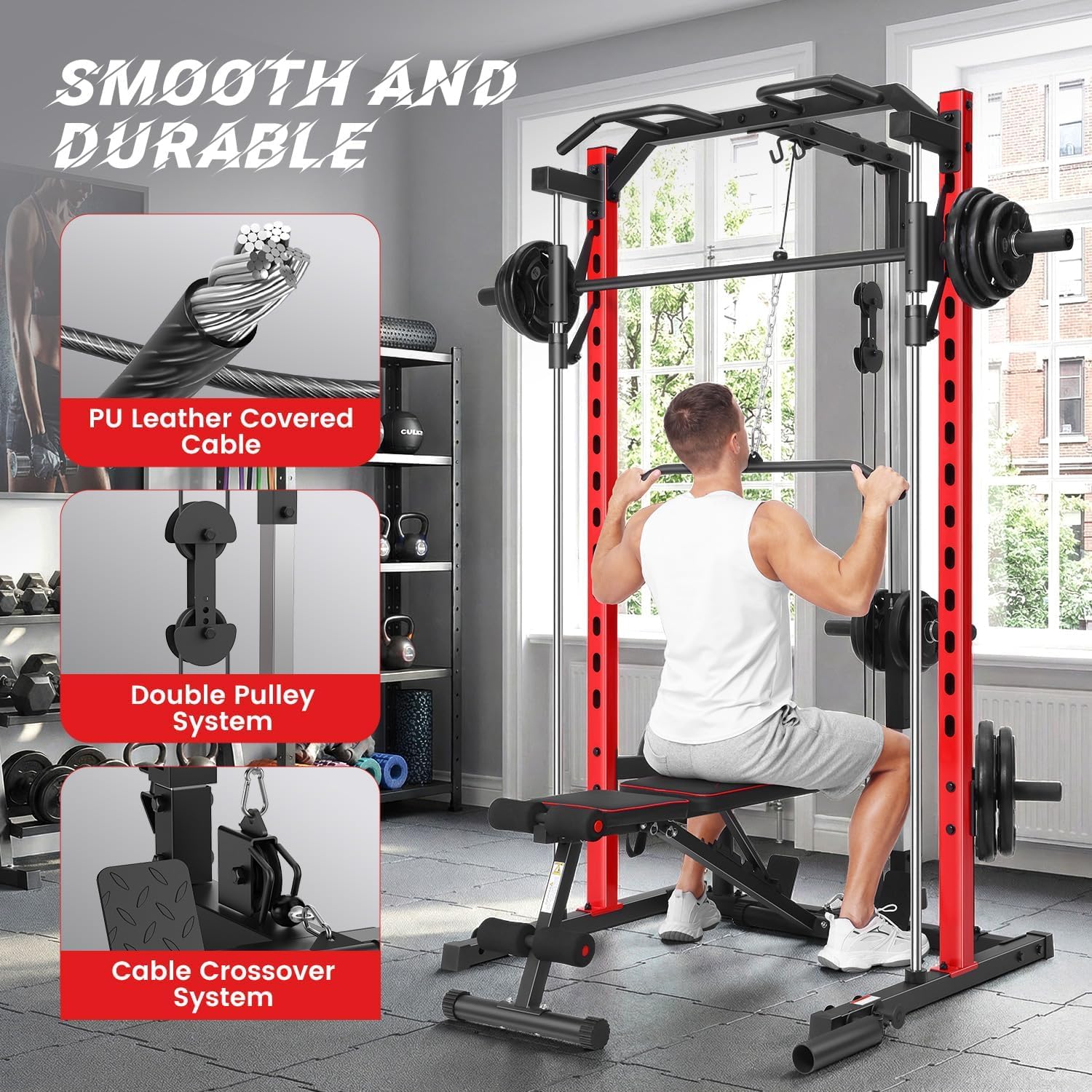 올인원 스미스 머신 파워 랙 (랫 풀다운, 풀업 바,  - Home Gym Lat Pulldown Machine 리뷰 및 가격